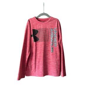 Under Armour Boys' HeatGear Graphic Print Crewneck T-Shirt Heathered Red Size S